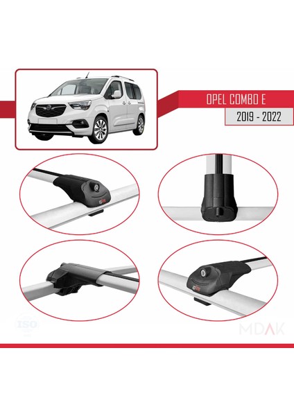 Opel Combo E 2019-2022 Arası ile Uyumlu Ace-1 Ara Atkı Tavan Barı Gri 4 Adet fırsatları