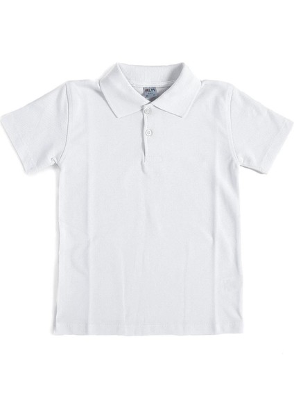 Beyaz Kısa Kol 6-16 Yaş Çocuk Okul Lakos Tişört/t-Shirt - 80238-BEYAZ