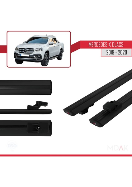 Mercedes x Class (470) 2018-2020 Arası ile Uyumlu Basıc Model Ara Atkı Tavan Barı Siyah 2 Adet modelleri