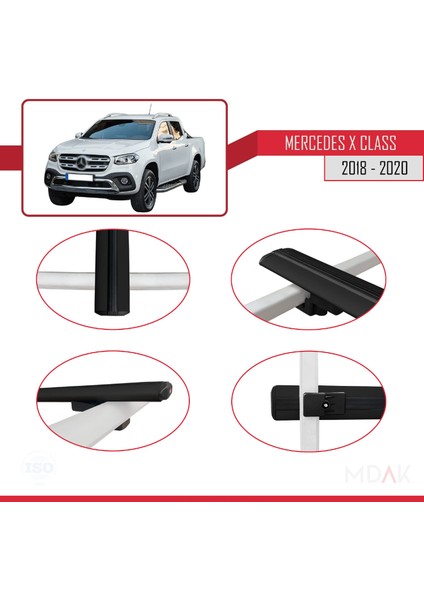 Mercedes x Class (470) 2018-2020 Arası ile Uyumlu Basıc Model Ara Atkı Tavan Barı Siyah 2 Adet fırsatları