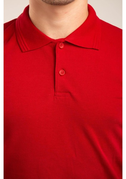 Kırmızı Kısa Kollu Genç Boy Lise Okul Lakos Polo Yaka T-Shirt