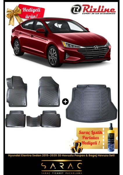 Hyundai Elantra Sedan 2015-2020 Havuzlu Paspas & Bagaj Havuzu Seti+Hediyeli! fiyatları