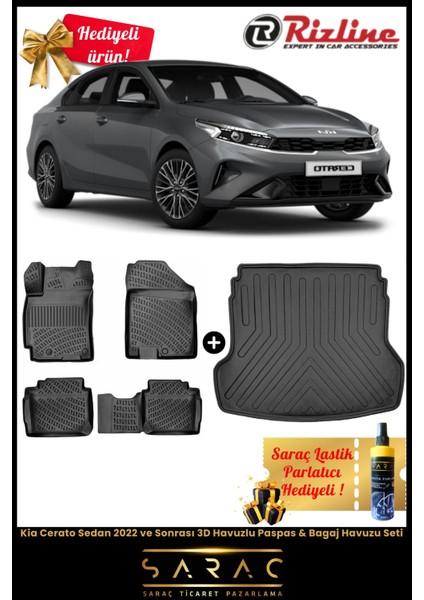 Kia Cerato Sedan 2022 ve Sonrası Havuzlu Paspas & Bagaj Havuzu Seti+Hediyeli! fiyatları