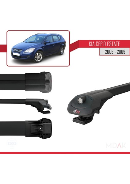 Kia Ceed (Ed) Sw Pre-Facelift 2006-2009 Arası ile Uyumlu Ace-1 Ara Atkı Tavan Barı Siyah 2 Adet modelleri