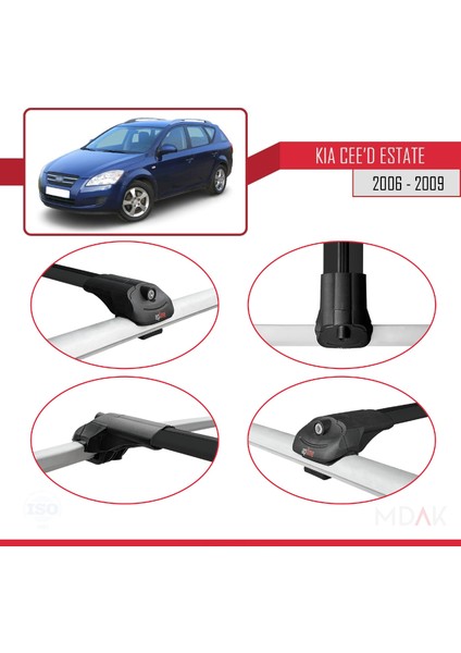 Kia Ceed (Ed) Sw Pre-Facelift 2006-2009 Arası ile Uyumlu Ace-1 Ara Atkı Tavan Barı Siyah 2 Adet fırsatları