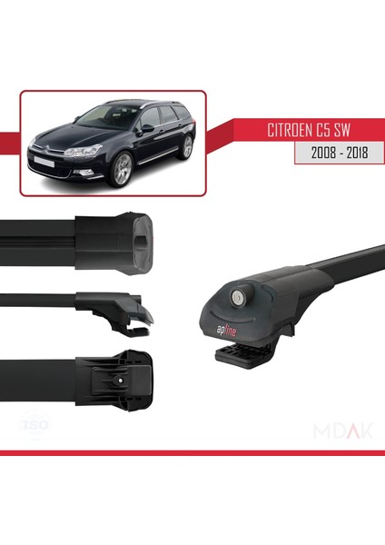 Citroen C5 Iı Tourer 2008-2018 Arası ile Uyumlu Ace-1 Ara Atkı Tavan Barı Siyah 3 Adet modelleri