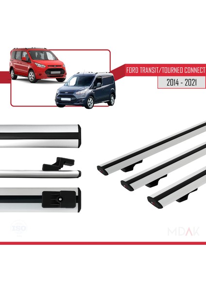 Ford Transit/tourneo Connect 2 2014-2021 Arası ile Uyumlu Basıc Model Ara Atkı Tavan Barı Gri 3 Adet modelleri