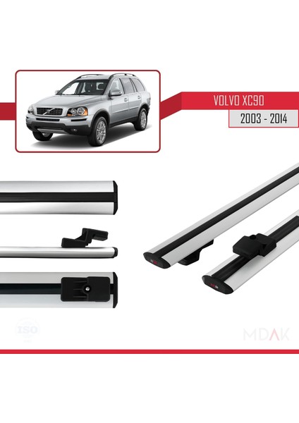 Volvo XC90 2003-2014 Arası ile Uyumlu Basıc Model Ara Atkı Tavan Barı Gri 2 Adet modelleri