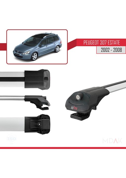 Peugeot 307 Sw 2002-2008 Arası ile Uyumlu Ace-1 Ara Atkı Tavan Barı Gri 2 Adet modelleri