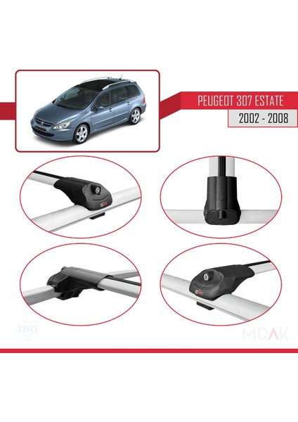 Peugeot 307 Sw 2002-2008 Arası ile Uyumlu Ace-1 Ara Atkı Tavan Barı Gri 2 Adet fırsatları