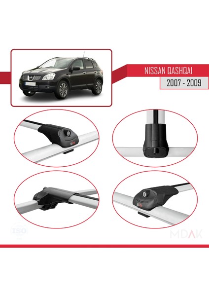 Nissan Qashqai (J10) Pre-Facelift 2007-2009 Arası ile Uyumlu Ace-1 Ara Atkı Tavan Barı Gri 2 Adet fırsatları