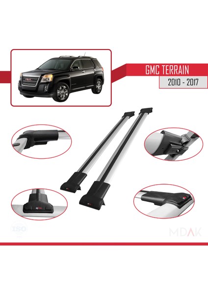 Gmc Terrain 2010-2017 Arası ile Uyumlu Fly Model Ara Atkı Tavan Barı Gri 2 Adet