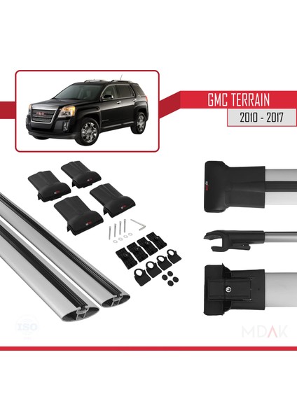 Gmc Terrain 2010-2017 Arası ile Uyumlu Fly Model Ara Atkı Tavan Barı Gri 2 Adet