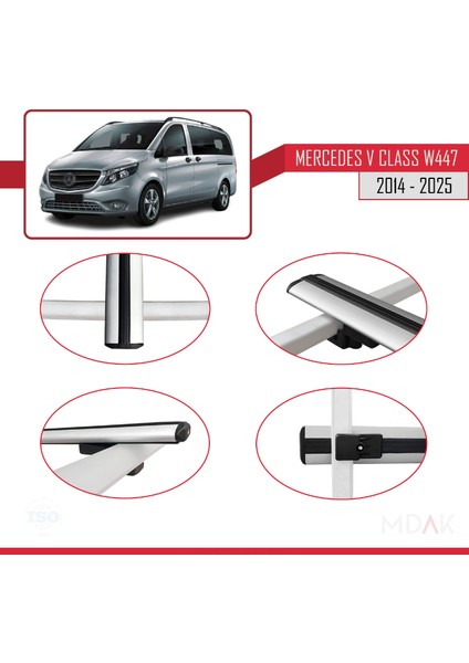 Mercedes V Class 3 (W447) 2014 ve Sonrası ile Uyumlu Basıc Model Ara Atkı Tavan Barı Gri 3 Adet fırsatları