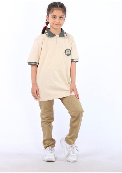 Slim Fit Okul Pantolonu Camel Renkli Erkek Çocuk Beli Lastikli Keten fiyatları