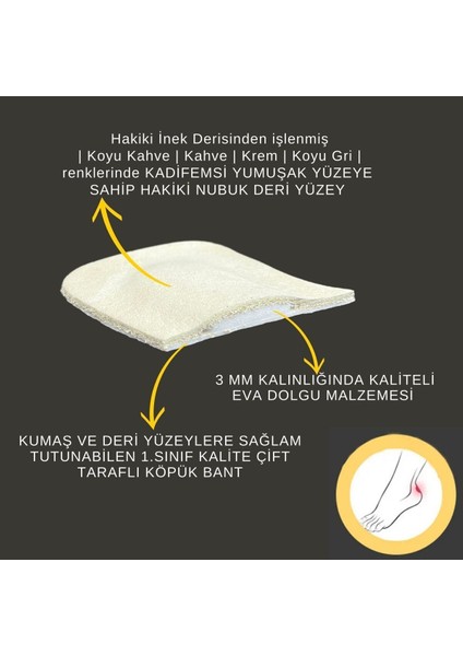 Deri Topuk Ped, Sağlıklı, Kendinden Yapışkanlı, Dolgulu, 1 Çift