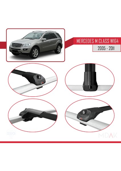 Mercedes M Class 2 (W164) 2005-2011 Arası ile Uyumlu Ace-1 Ara Atkı Tavan Barı Siyah 3 Adet fırsatları