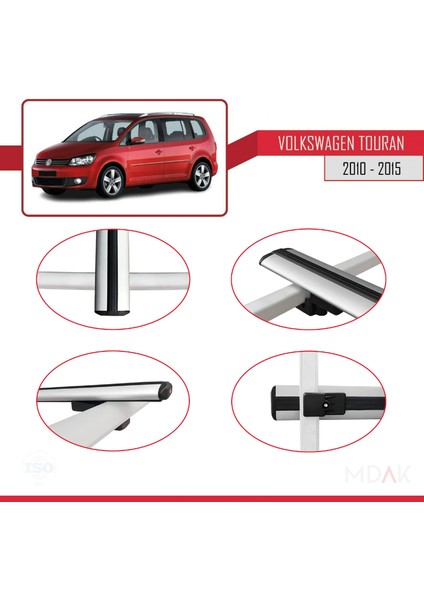 Volkswagen Touran (1t) Post-Facelift 2010-2015 Arası ile Uyumlu Basıc Model Ara Atkı Tavan Barı Gri 2 Adet fırsatları