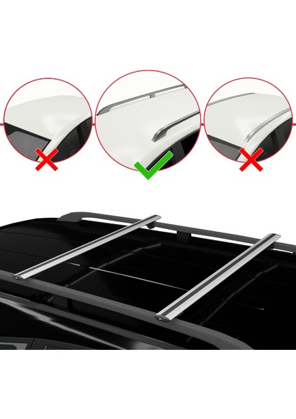 Vauxhall Combo D 2012-2018 Arası ile Uyumlu Basıc Model Ara Atkı Tavan Barı Gri 2 Adet