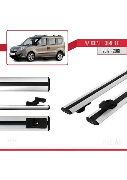 Vauxhall Combo D 2012-2018 Arası ile Uyumlu Basıc Model Ara Atkı Tavan Barı Gri 2 Adet