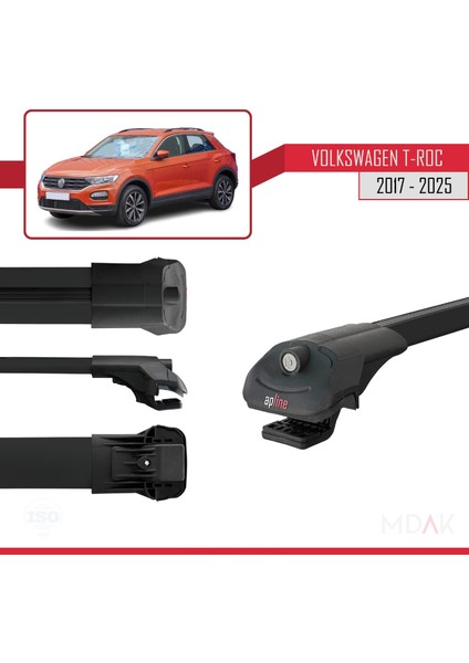 Volkswagen T-Roc 2017 ve Sonrası ile Uyumlu Ace-1 Ara Atkı Tavan Barı Siyah 3 Adet modelleri