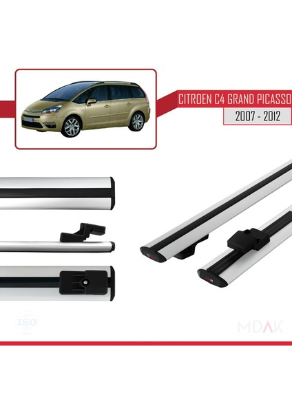 Citroen Grand C4 Picasso 2007-2012 Arası ile Uyumlu Basıc Model Ara Atkı Tavan Barı Gri 2 Adet modelleri