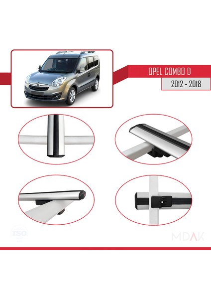 Opel Combo D 2012-2018 Arası ile Uyumlu Basıc Model Ara Atkı Tavan Barı Gri 2 Adet fırsatları