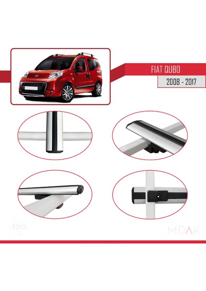 Fiat Qubo 2008-2017 Arası ile Uyumlu Basıc Model Ara Atkı Tavan Barı Gri 2 Adet fırsatları