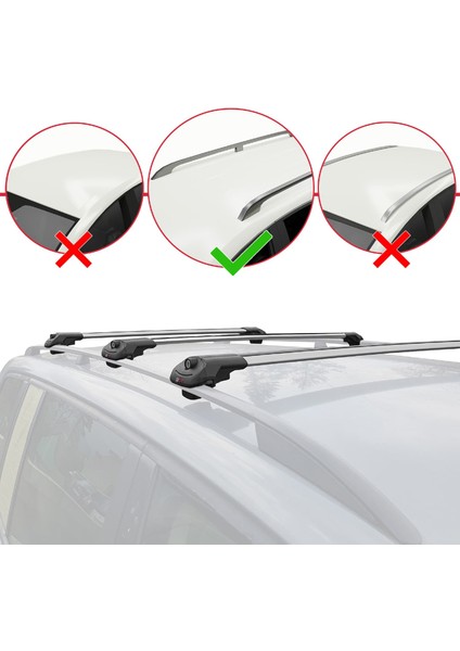 Toyota Highlander (XU40) 2008-2013 Arası ile Uyumlu Ace-1 Ara Atkı Tavan Barı Gri 3 Adet