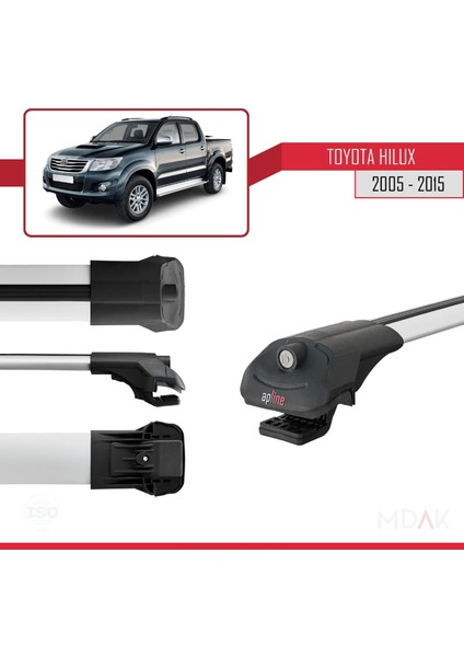 Toyota Hilux 7 (AN30) 2005-2015 Arası ile Uyumlu Ace-1 Ara Atkı Tavan Barı Gri 2 Adet modelleri