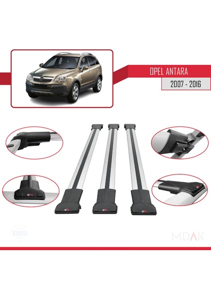 Opel Antara 2007-2016 Arası ile Uyumlu Fly Model Ara Atkı Tavan Barı Gri 3 Adet fırsatları