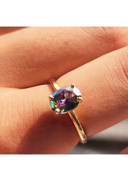 Gümüş Yüzük - Nikola 1.50 CT Mistik Topaz Tektaş 925 Ayar Gümüş Evlilik Teklifi Yüzüğü-Hediye Gümüş Tektaş Yüzük modelleri