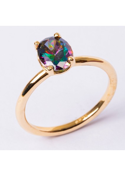 Gümüş Yüzük - Nikola 1.50 CT Mistik Topaz Tektaş 925 Ayar Gümüş Evlilik Teklifi Yüzüğü-Hediye Gümüş Tektaş Yüzük indirimleri
