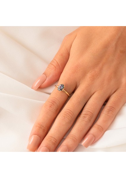 Gümüş Yüzük - Nikola 1.50 CT Mistik Topaz Tektaş 925 Ayar Gümüş Evlilik Teklifi Yüzüğü-Hediye Gümüş Tektaş Yüzük