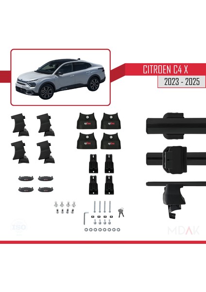 Citroen C4X 2023 ve Sonrası ile Uyumlu Ace-4 Ara Atkı Tavan Barı Siyah 2 Adet indirimleri
