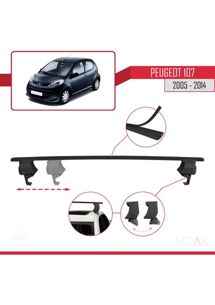 Peugeot 107 2005-2014 Arası ile Uyumlu Ace-4 Ara Atkı Tavan Barı Siyah 2 Adet modelleri