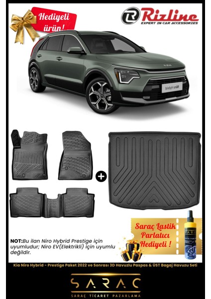 Kia Niro Hybrid - Prestige Paket 2022 ve Sonrası Havuzlu Paspas & Üst Bagaj Havuzu Seti+Hediyeli! fiyatları