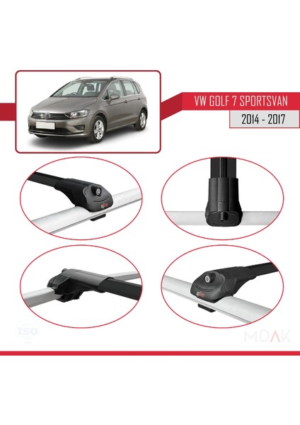 Volkswagen Golf Sportvan 2014-2017 Arası ile Uyumlu Ace-1 Ara Atkı Tavan Barı Siyah 2 Adet fırsatları