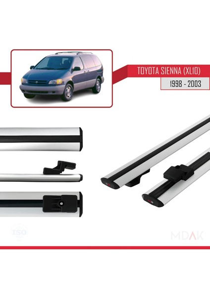 Toyota Sienna (XL10) 1998-2003 Arası ile Uyumlu Basıc Model Ara Atkı Tavan Barı Gri 2 Adet modelleri