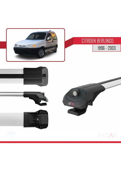 Citroen Berlingo (M49) 1996-2003 Arası ile Uyumlu Ace-1 Ara Atkı Tavan Barı Gri 4 Adet modelleri