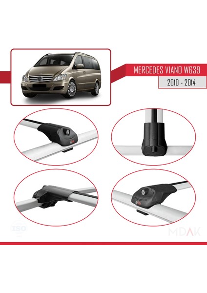 Mercedes Viano 2 (W639) Post-Facelift 2010-2014 Arası ile Uyumlu Ace-1 Ara Atkı Tavan Barı Gri 3 Adet fırsatları