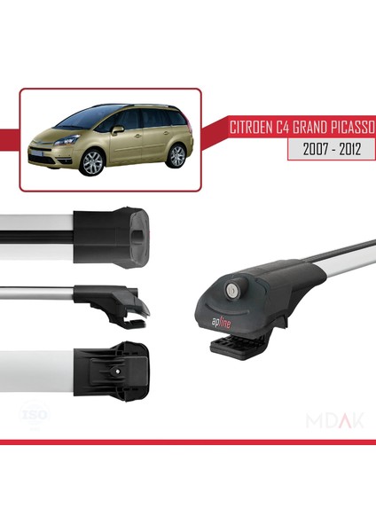 Citroen Grand C4 Picasso 2007-2012 Arası ile Uyumlu Ace-1 Ara Atkı Tavan Barı Gri 2 Adet modelleri