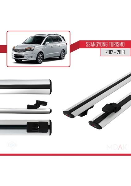 Ssangyong Turismo 2012-2019 Arası ile Uyumlu Basıc Model Ara Atkı Tavan Barı Gri 2 Adet modelleri