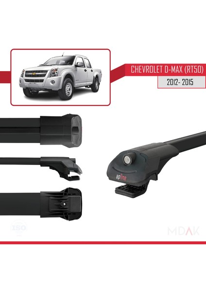 Chevrolet D-Max (RT50) 2012-2015 Arası ile Uyumlu Ace-1 Ara Atkı Tavan Barı Siyah 2 Adet modelleri
