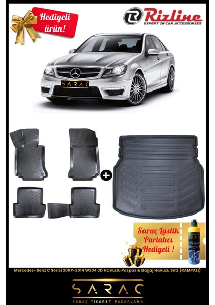 Mercedes-Benz C Serisi 2007-2014 W204 3D Havuzlu Paspas & Bagaj Havuzu Seti (Rampalı)+Hediyeli! fiyatları