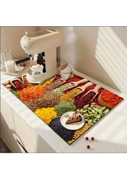 55 cm x 45 cm Aktar Tasarımı Tezgah Üstü Bulaşık Kurutma Matı Bulaşıklık Kurutma Örtüsü