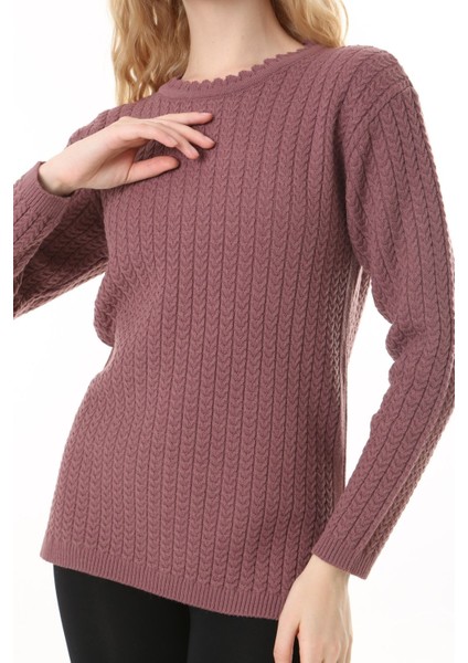 Saç Örmeli Anne Triko Yün Kazak