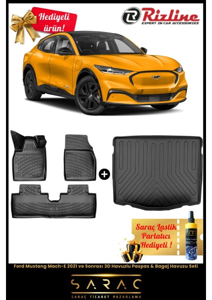 Ford Mustang Mach-E 2021 ve Sonrası Havuzlu Paspas & Bagaj Havuzu Seti+Hediyeli!