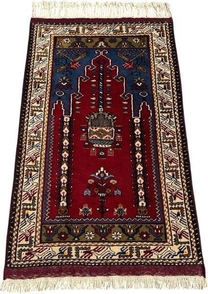 El Dokuma Sıfır Yahyalı Halısı 75X125 Kök Boya Namazlık Seccade