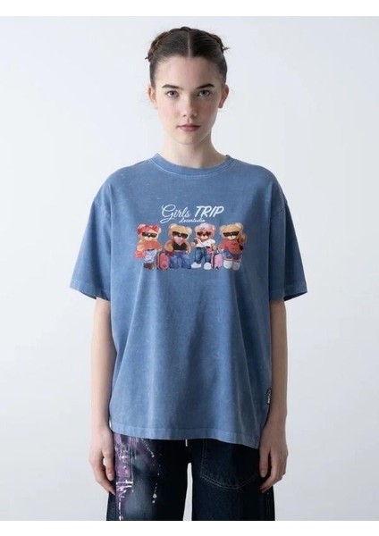 Kız Çocuk Ayıcık Baskılı Oversize T-Shirt fiyatları